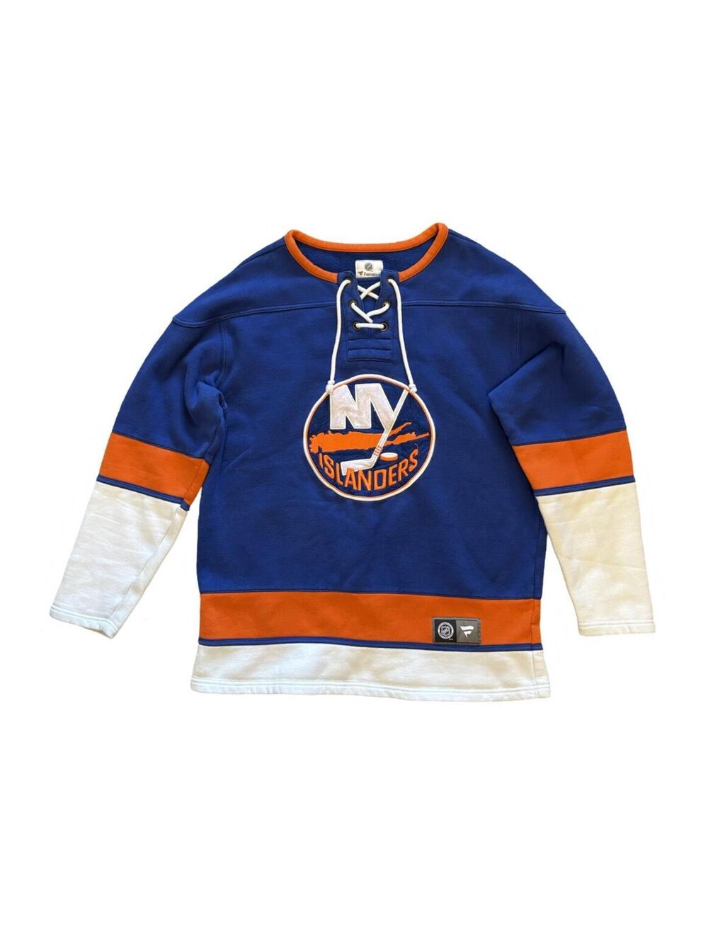 Fanatics NHL New York Islanders Hockey Lace Up Fleece Jersey Men’s Size Large